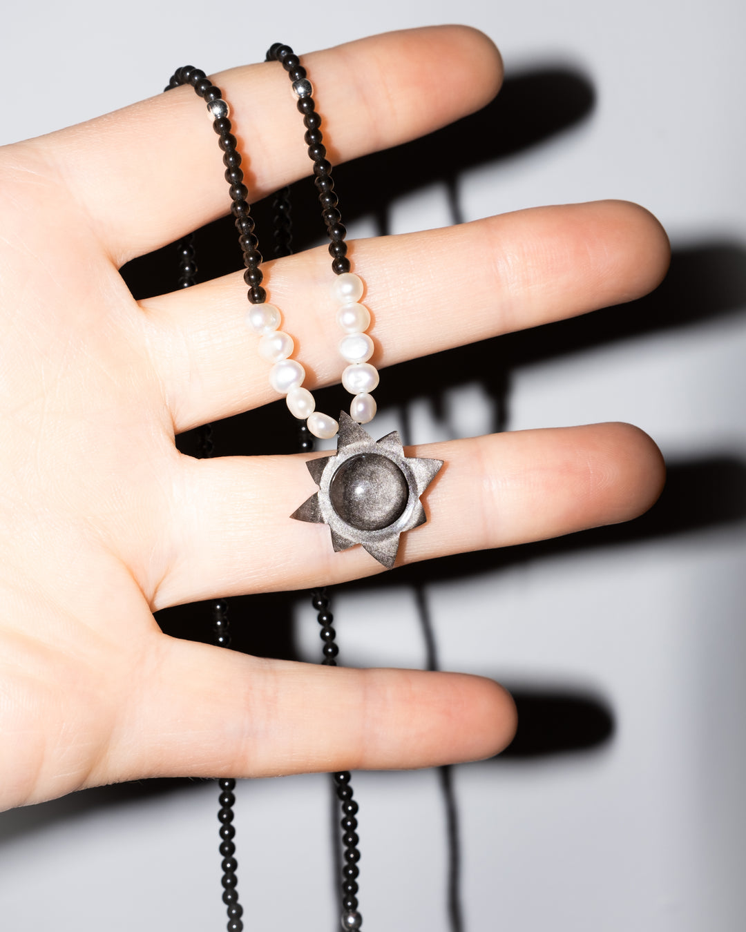 Obsidian Blackstar Solaris Beaded Necklace