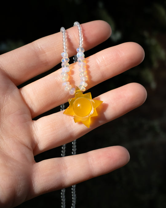 Yellow Onyx Solaris Beaded Necklace
