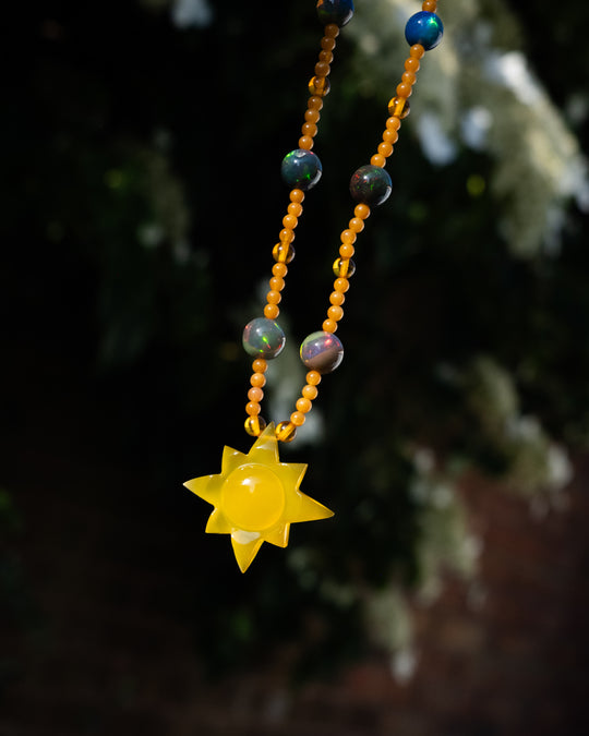 Yellow Onyx Solaris Beaded Necklace