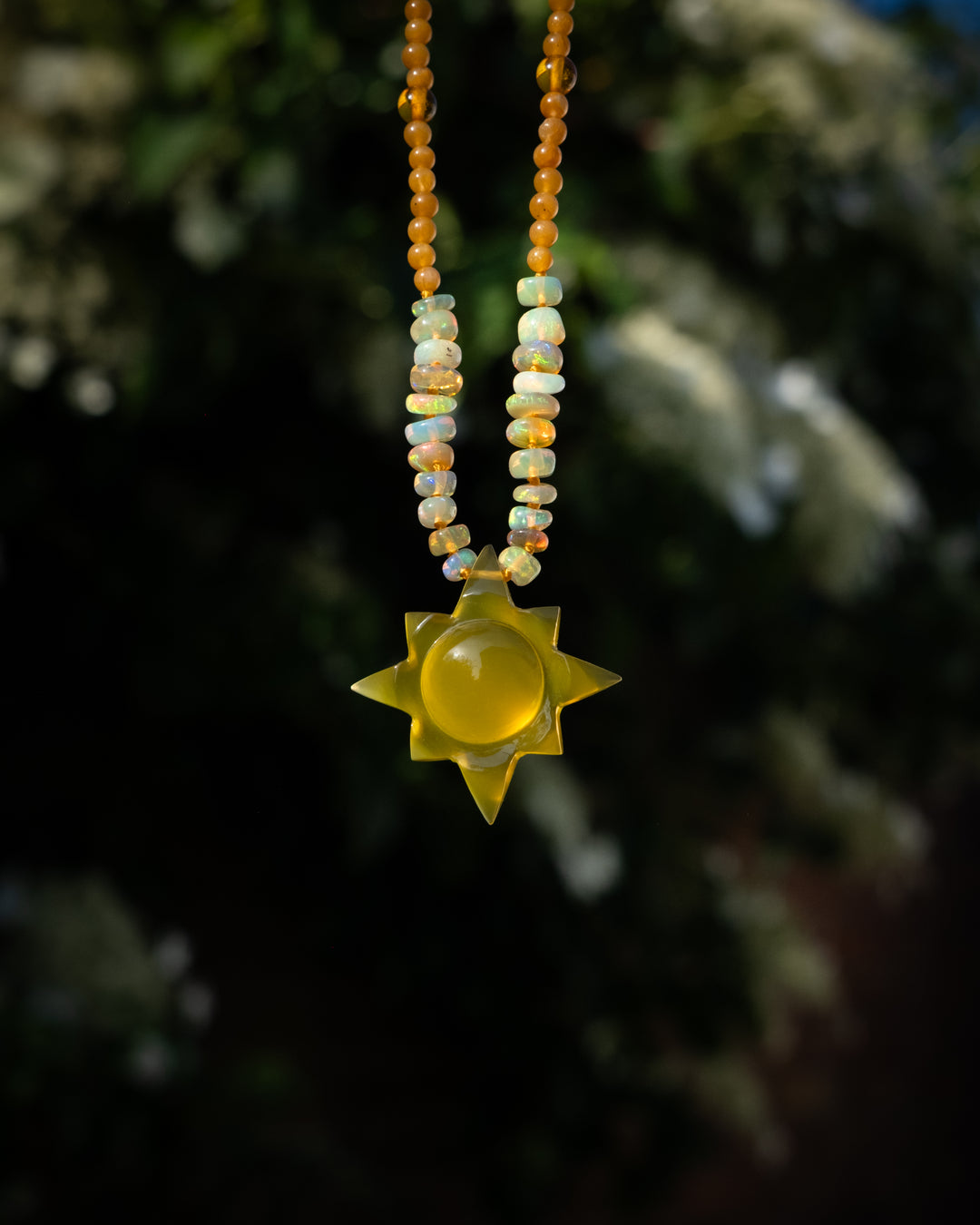 Yellow Onyx Solaris Beaded Necklace