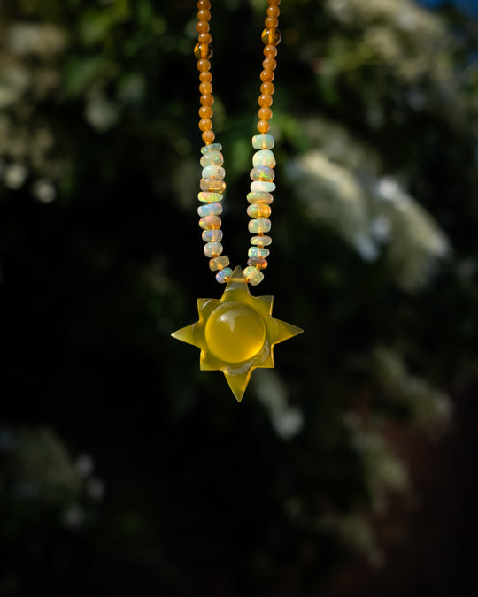 Yellow Onyx Solaris Beaded Necklace