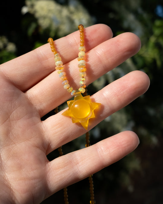 Yellow Onyx Solaris Beaded Necklace