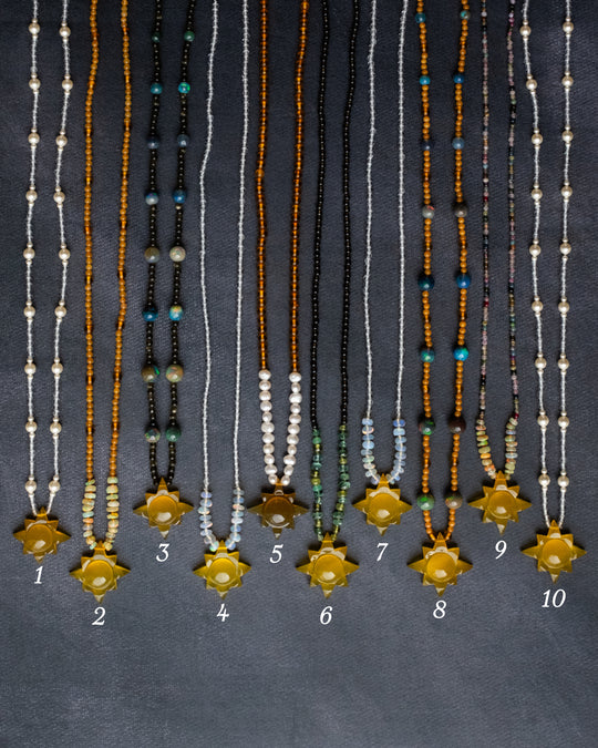 Yellow Onyx Solaris Beaded Necklace