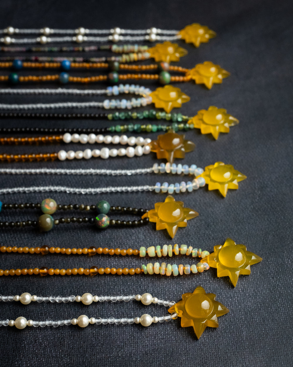 Yellow Onyx Solaris Beaded Necklace
