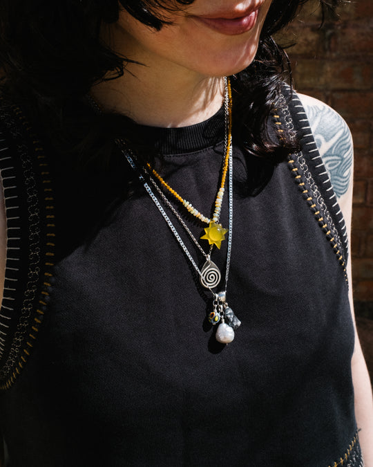 Yellow Onyx Solaris Beaded Necklace